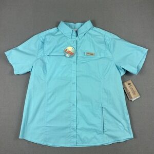 Columbia PFG Shirt Womens XL Blue Breezy Bay Omni-Shade‎ UPF 30 Fishing Vented